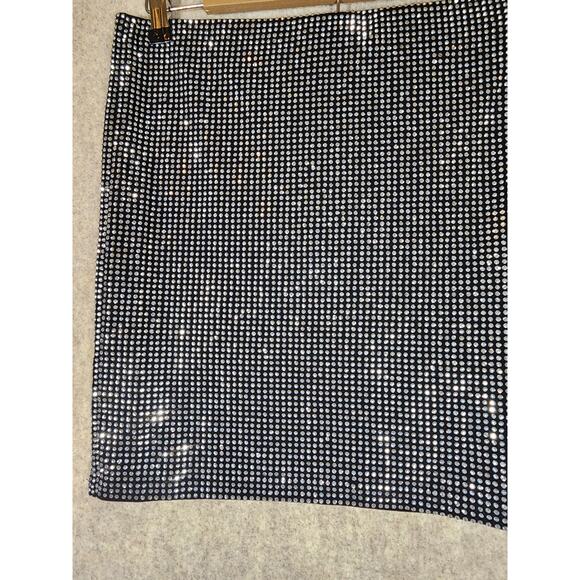 TRIPLE SEVEN Black NEW Diamond Knit Studded Sparkle Mini Skirt NWT SZ 30" waist - Picture 3 of 7